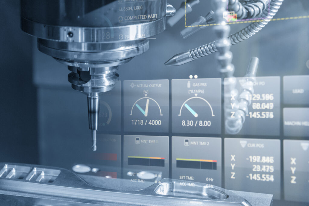 Real-time CNC machine data and process monitoring display